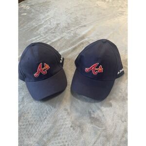 Atlanta Braves MLB‎  Navy Baseball Cap with Delta Logo Adjustable Lot Of  2